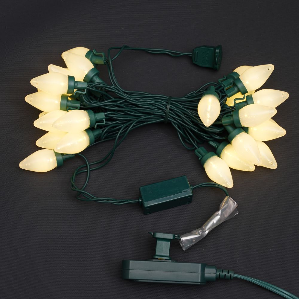 With rectifier, green line warm white LED smooth fog white shell straight light string