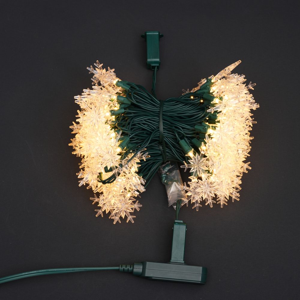 Rectifier plug Green cable Warm white LED flash bubble snowflake shell straight light string